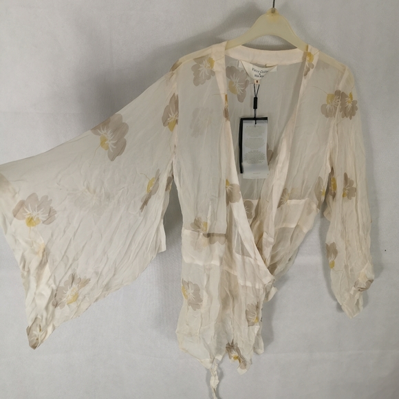 NOA NOA Tops - NOA NOA Chiffon Blouse Sheer Wrap Kimono Sleeves Open Underarm Size S 8 10